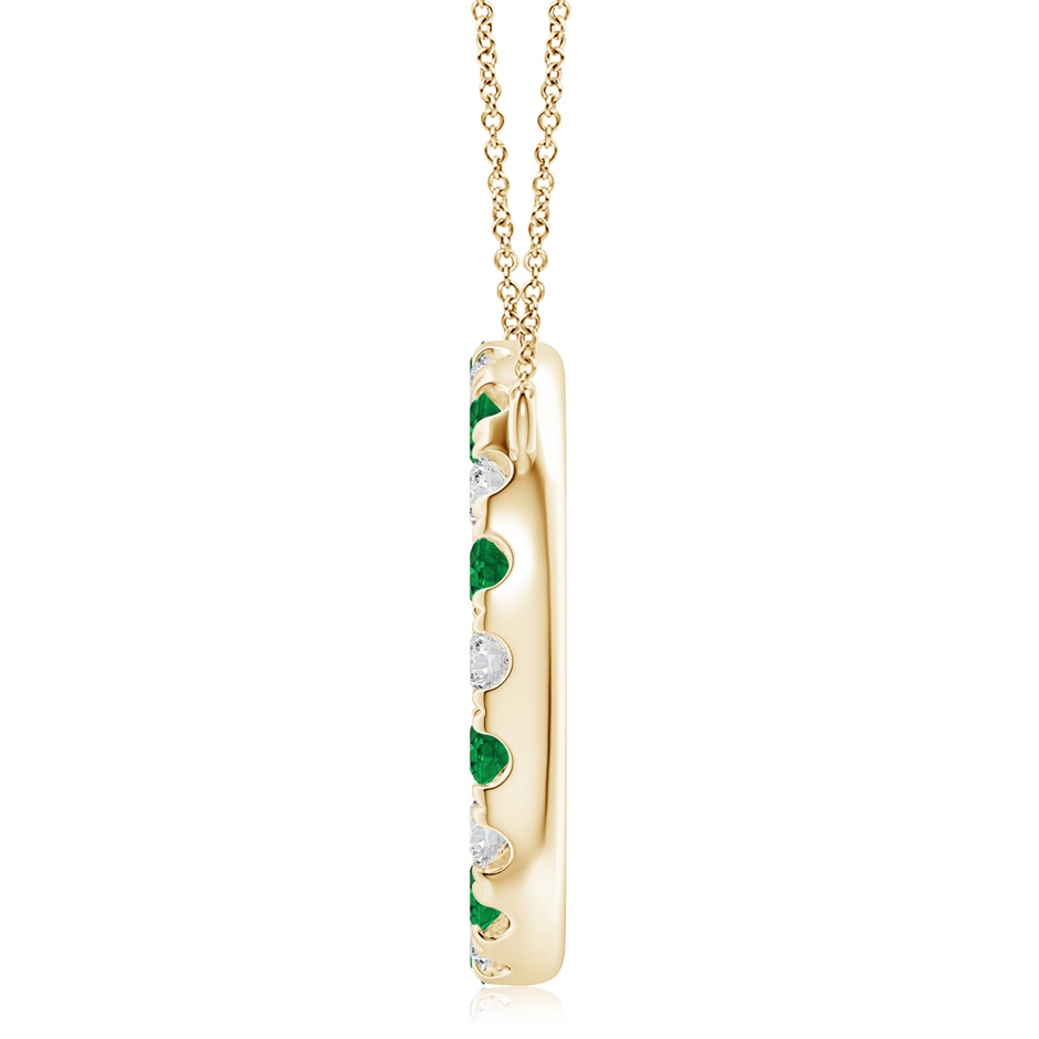 4mm AAA Emerald and Diamond Open Circle Eternity Pendant in Yellow Gold side 199