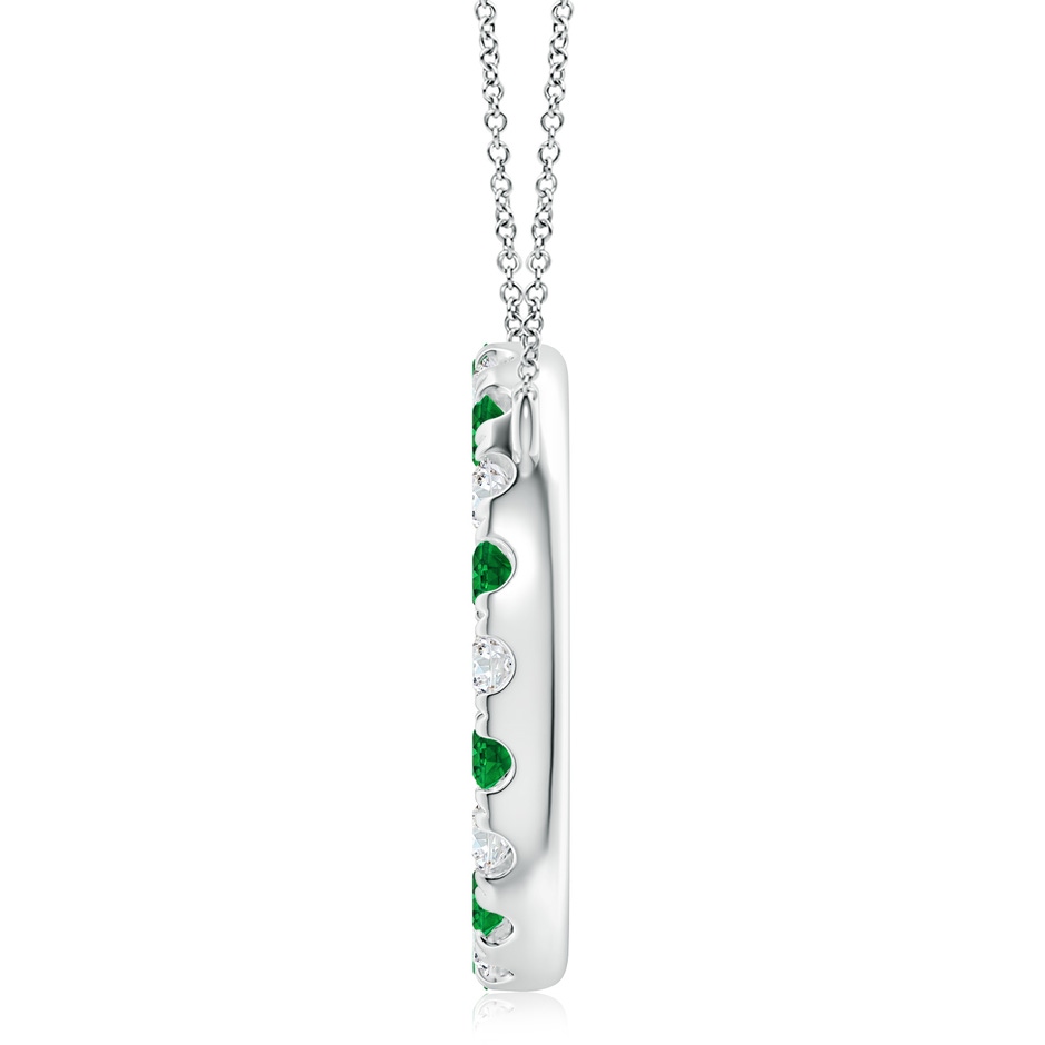 4mm AAAA Emerald and Diamond Open Circle Eternity Pendant in P950 Platinum side 199