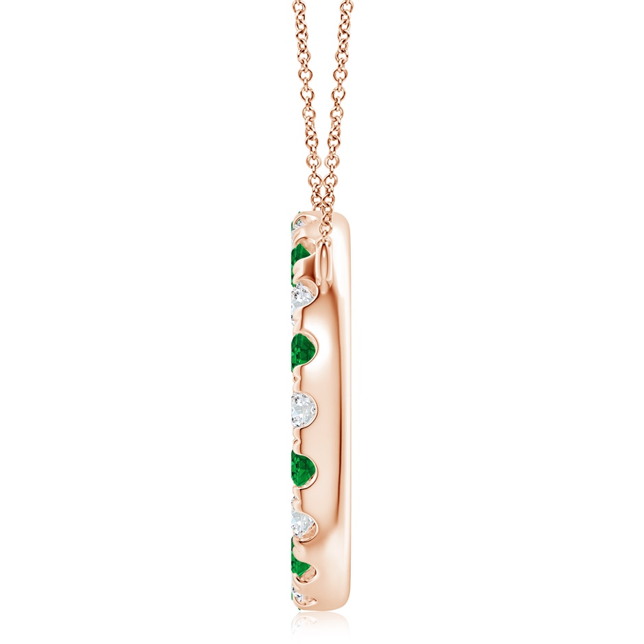 4mm AAAA Emerald and Diamond Open Circle Eternity Pendant in Rose Gold side 199