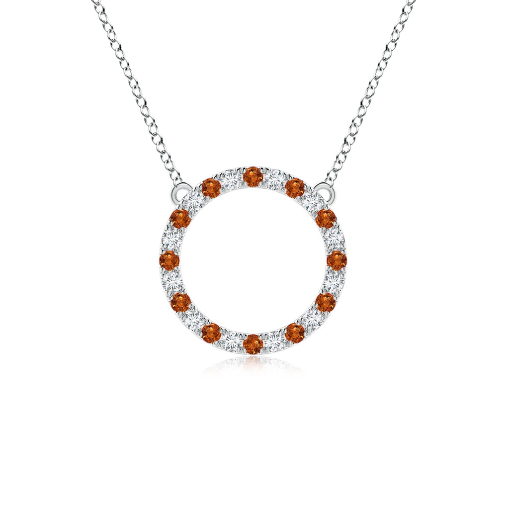 2mm AAAA Orange Sapphire and Diamond Open Circle Eternity Pendant in P950 Platinum