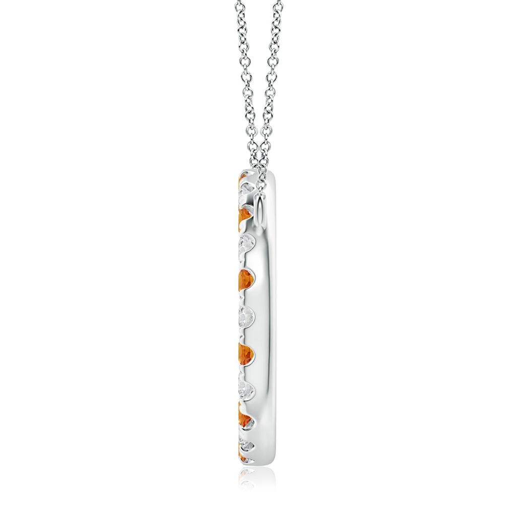 3mm AAA Orange Sapphire and Diamond Open Circle Eternity Pendant in White Gold Side-1
