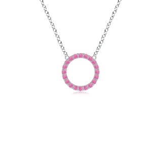 1.5mm AA Pink Sapphire Open Circle Eternity Pendant in White Gold