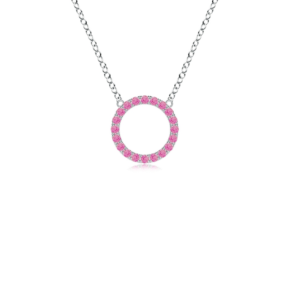 1.5mm AA Pink Sapphire Open Circle Eternity Pendant in White Gold 