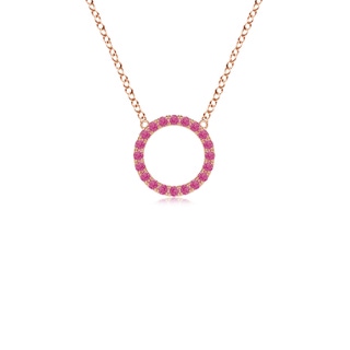 1.5mm AAA Pink Sapphire Open Circle Eternity Pendant in Rose Gold