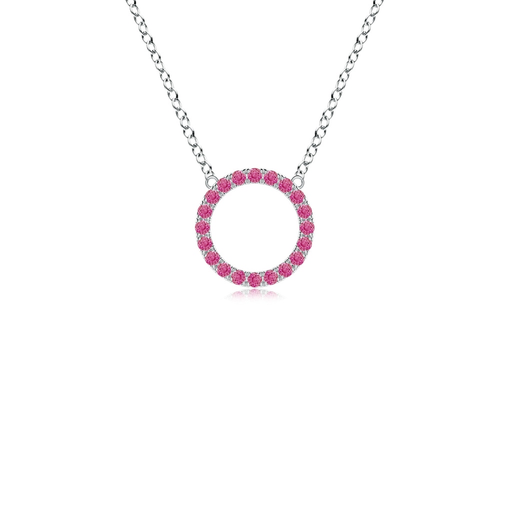 1.5mm AAA Pink Sapphire Open Circle Eternity Pendant in White Gold