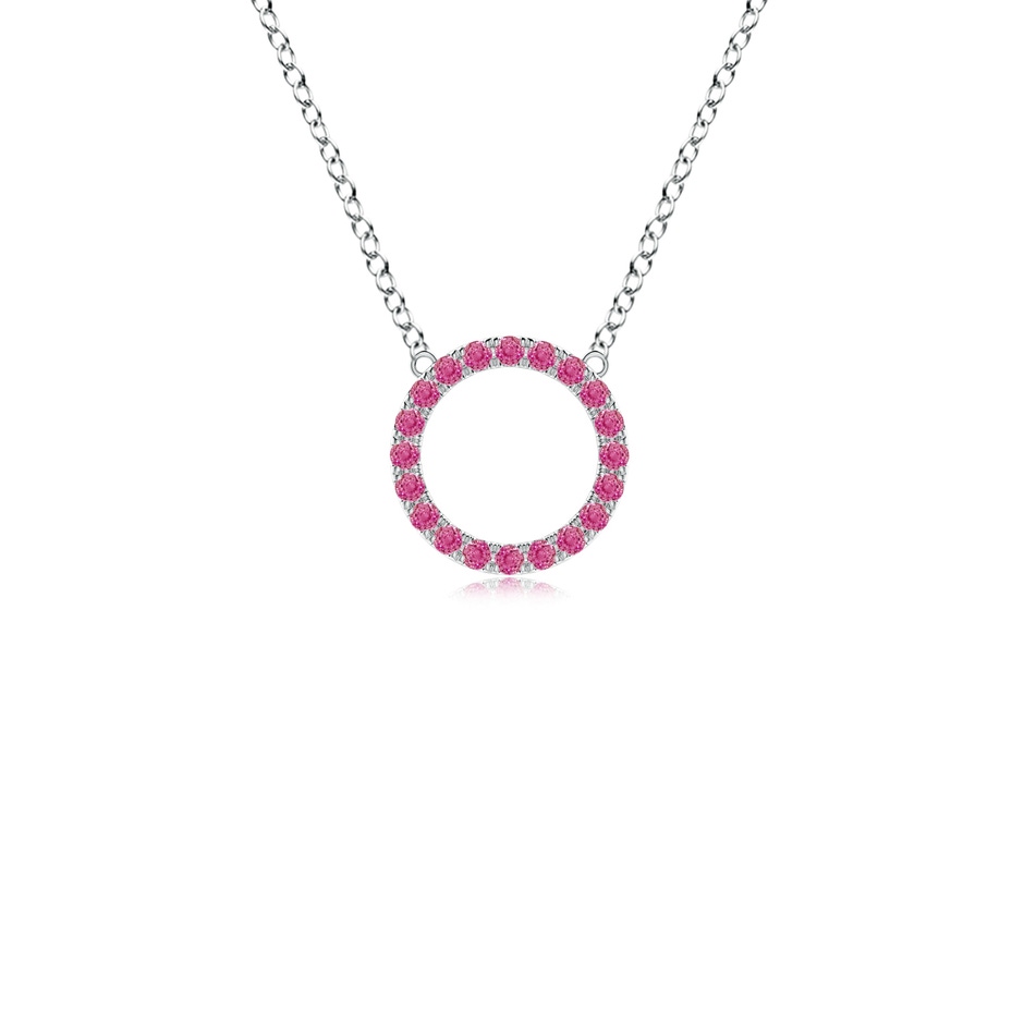 1.5mm AAA Pink Sapphire Open Circle Eternity Pendant in White Gold 