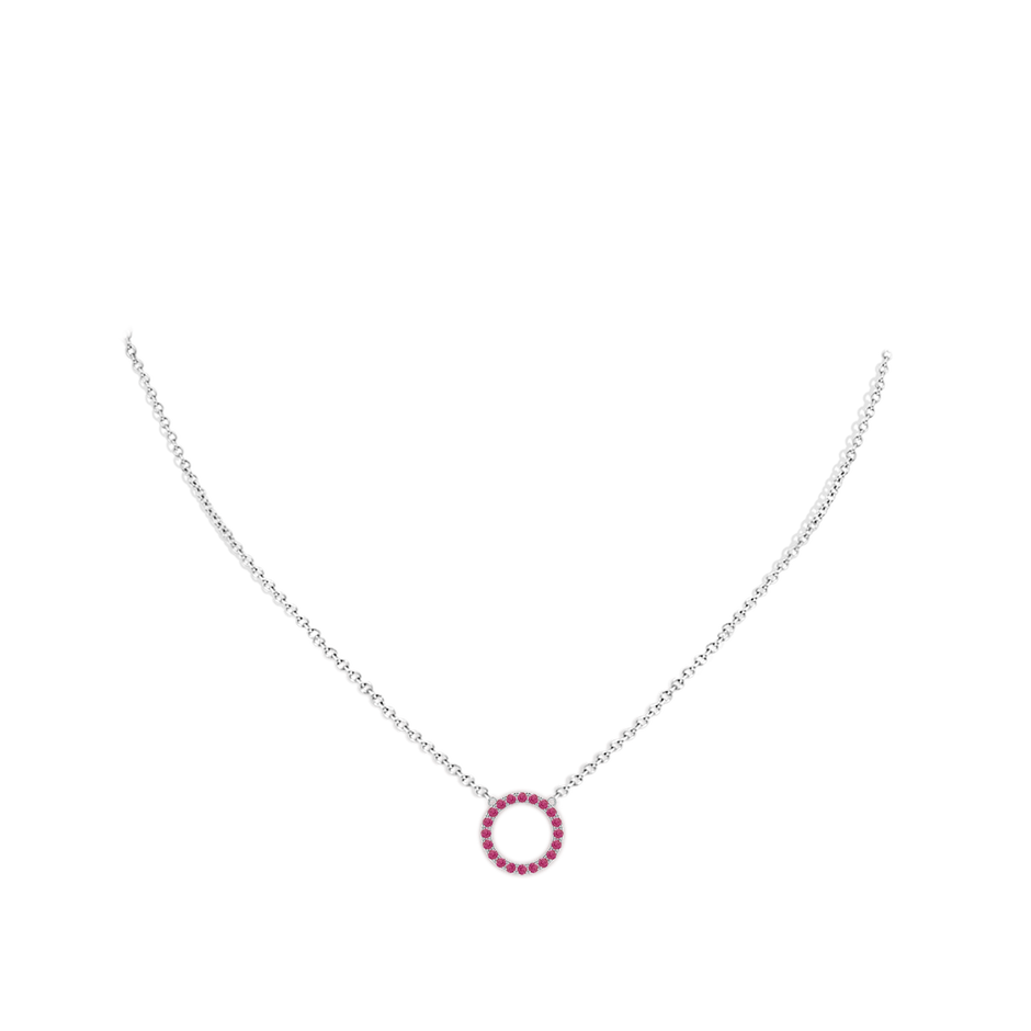 1.5mm AAAA Pink Sapphire Open Circle Eternity Pendant in P950 Platinum body-neck