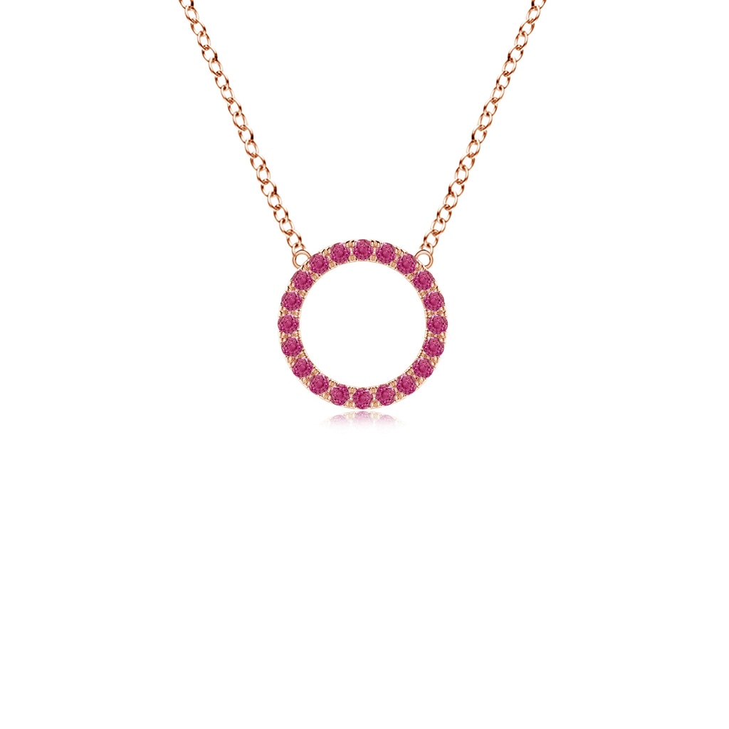 1.5mm AAAA Pink Sapphire Open Circle Eternity Pendant in Rose Gold