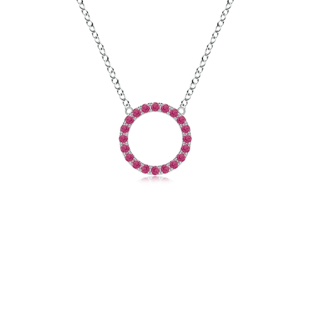 1.5mm AAAA Pink Sapphire Open Circle Eternity Pendant in White Gold