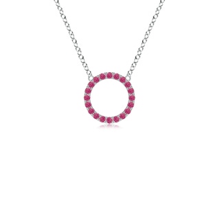 1.5mm AAAA Pink Sapphire Open Circle Eternity Pendant in White Gold