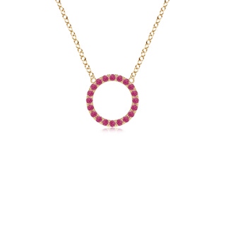 1.5mm AAAA Pink Sapphire Open Circle Eternity Pendant in Yellow Gold