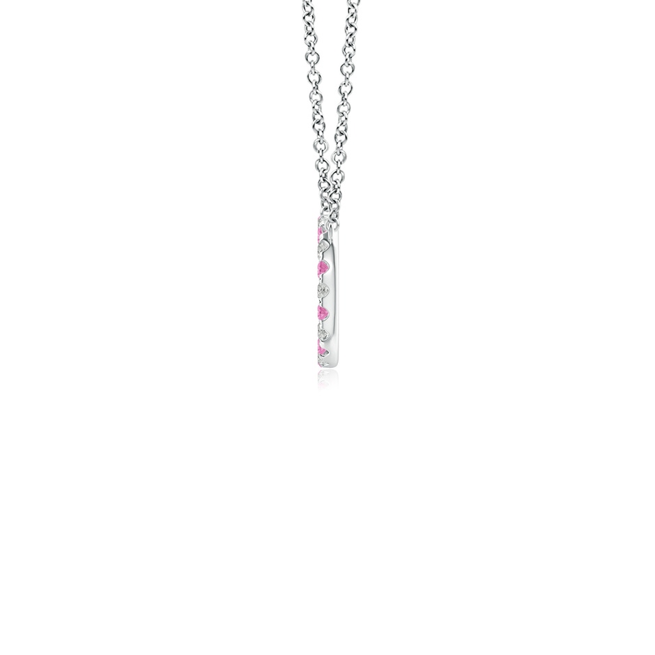 1.5mm A Pink Sapphire and Diamond Open Circle Eternity Pendant in White Gold side-1