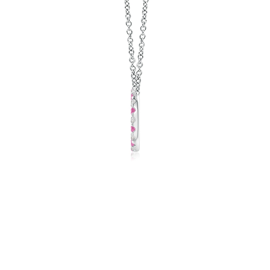 1.5mm AA Pink Sapphire and Diamond Open Circle Eternity Pendant in White Gold side-1