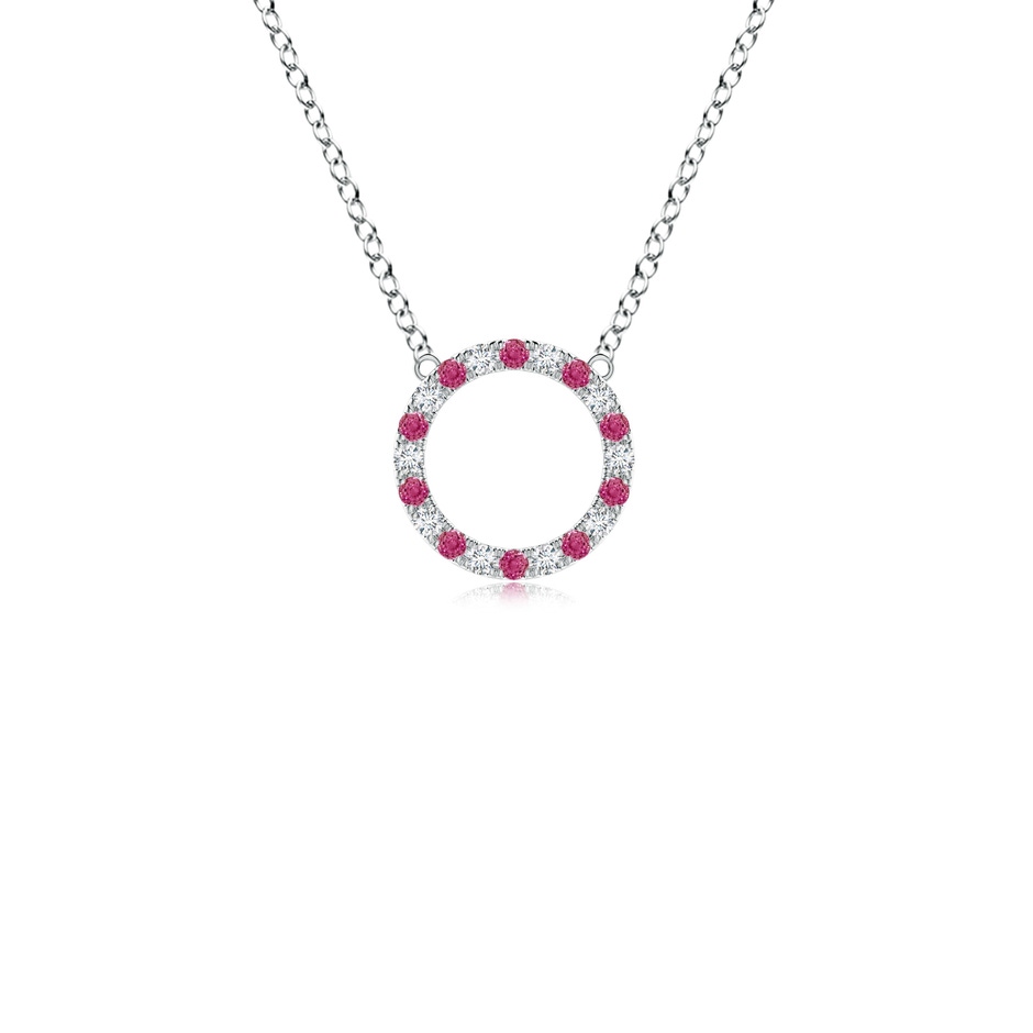 1.5mm AAAA Pink Sapphire and Diamond Open Circle Eternity Pendant in P950 Platinum 