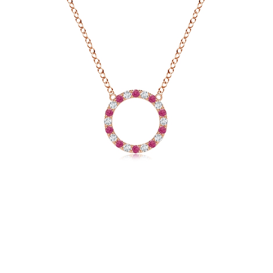 1.5mm AAAA Pink Sapphire and Diamond Open Circle Eternity Pendant in Rose Gold 