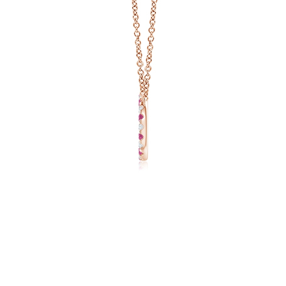 1.5mm AAAA Pink Sapphire and Diamond Open Circle Eternity Pendant in Rose Gold side-1