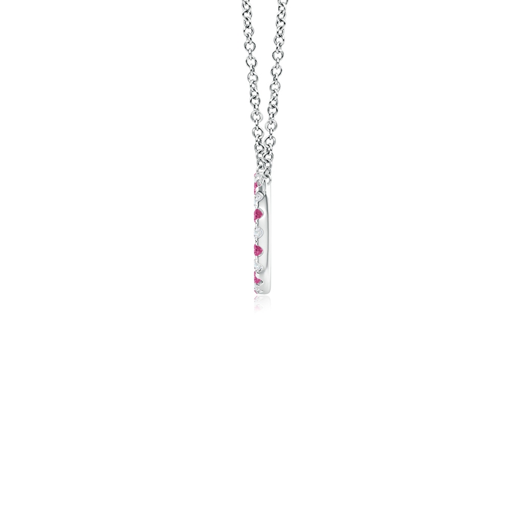 1.5mm AAAA Pink Sapphire and Diamond Open Circle Eternity Pendant in White Gold Side-1