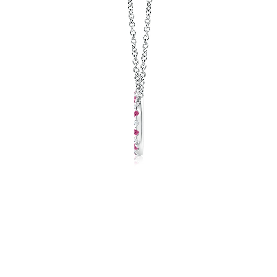 1.5mm AAAA Pink Sapphire and Diamond Open Circle Eternity Pendant in White Gold side-1