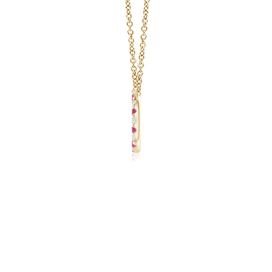 1.5mm AAAA Pink Sapphire and Diamond Open Circle Eternity Pendant in Yellow Gold side-1