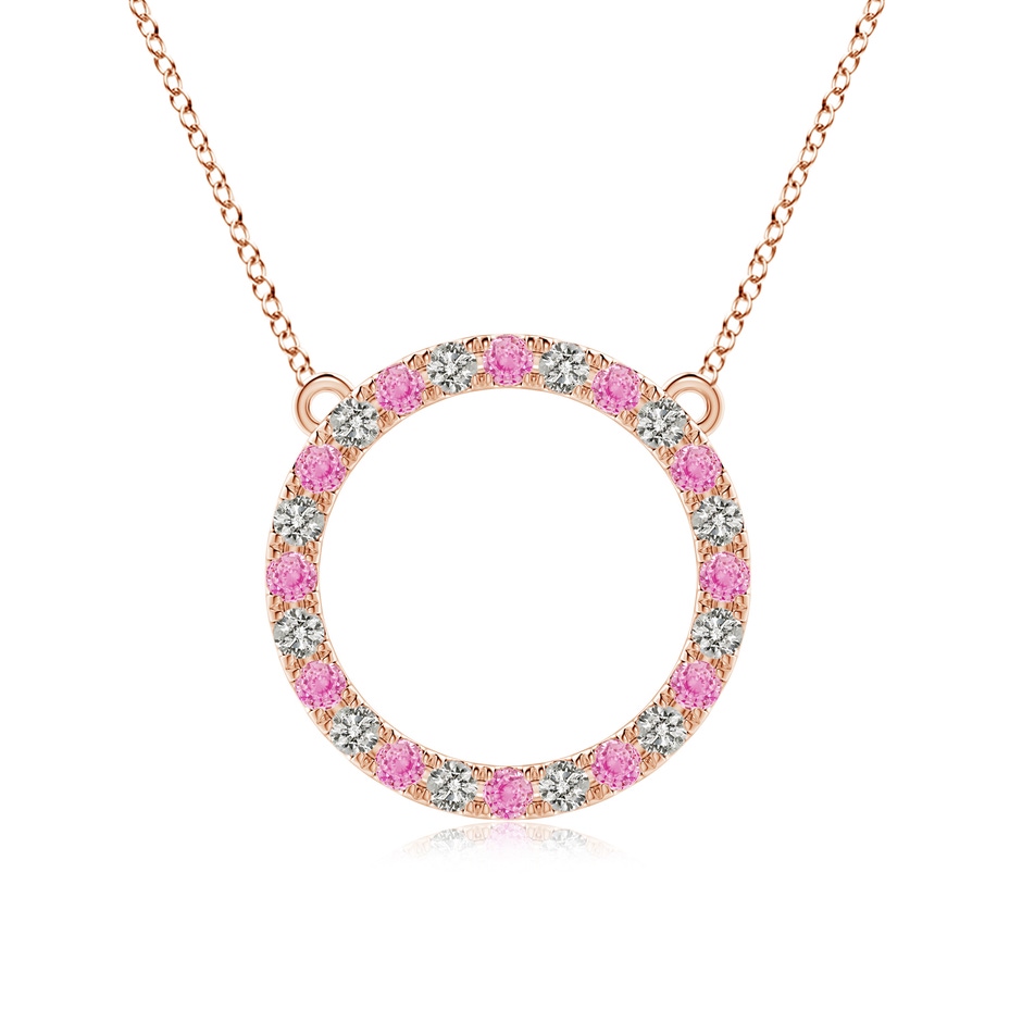 2.5mm A Pink Sapphire and Diamond Open Circle Eternity Pendant in Rose Gold 