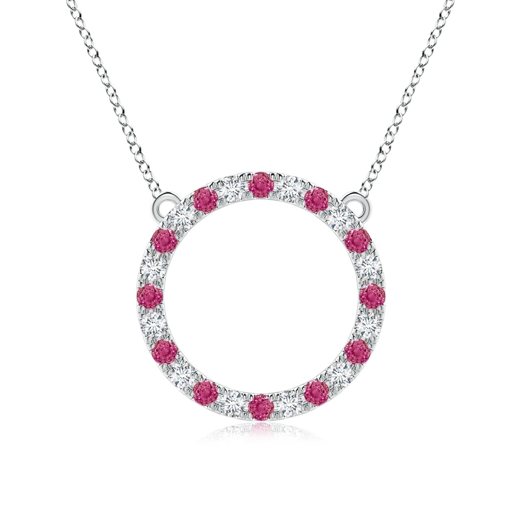 2.5mm AAAA Pink Sapphire and Diamond Open Circle Eternity Pendant in P950 Platinum 