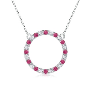 2.5mm AAAA Pink Sapphire and Diamond Open Circle Eternity Pendant in P950 Platinum