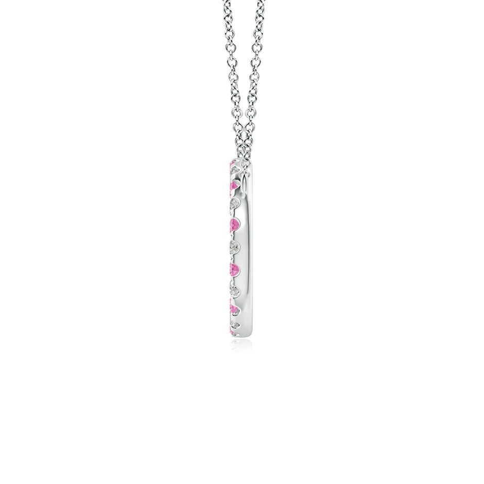 2mm A Pink Sapphire and Diamond Open Circle Eternity Pendant in White Gold side-1