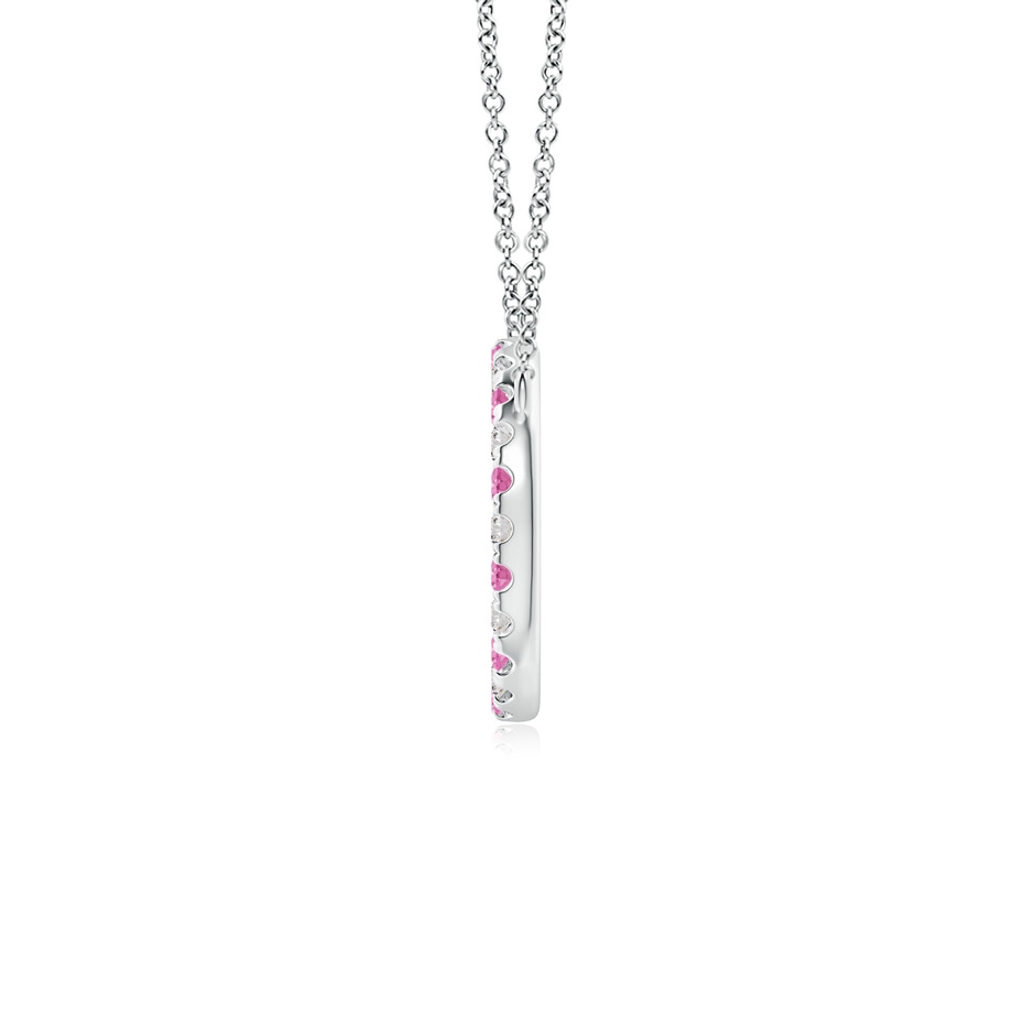 2mm AA Pink Sapphire and Diamond Open Circle Eternity Pendant in White Gold side-1