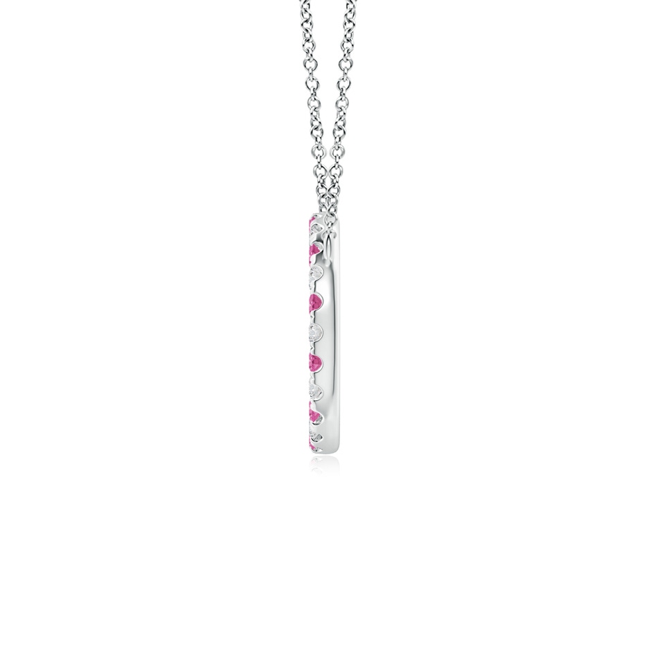 2mm AAA Pink Sapphire and Diamond Open Circle Eternity Pendant in White Gold side-1