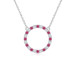 2mm AAAA Pink Sapphire and Diamond Open Circle Eternity Pendant in P950 Platinum