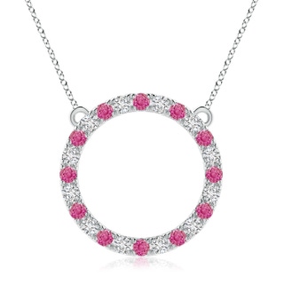 3mm AAA Pink Sapphire and Diamond Open Circle Eternity Pendant in P950 Platinum