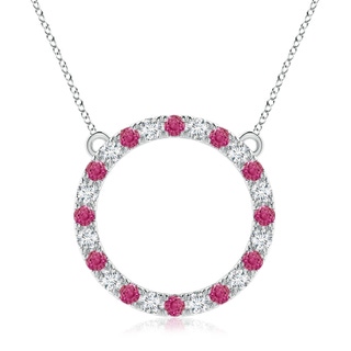 3mm AAAA Pink Sapphire and Diamond Open Circle Eternity Pendant in P950 Platinum