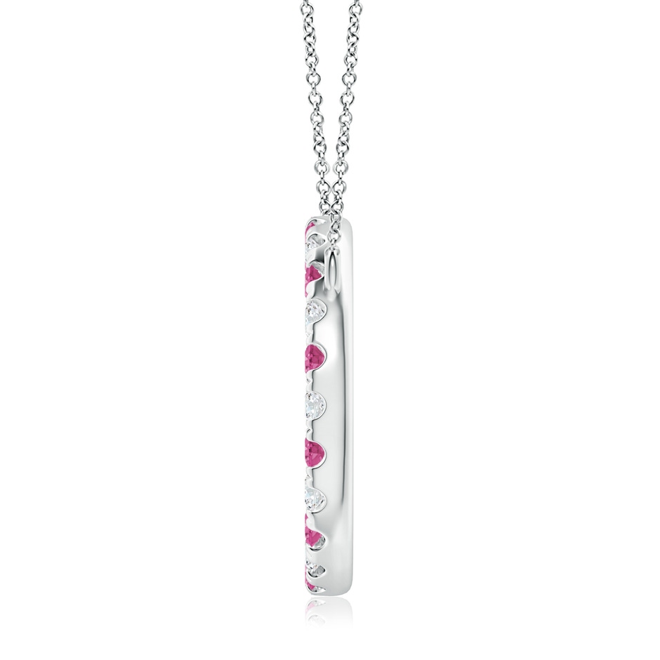 3mm AAAA Pink Sapphire and Diamond Open Circle Eternity Pendant in P950 Platinum side-1