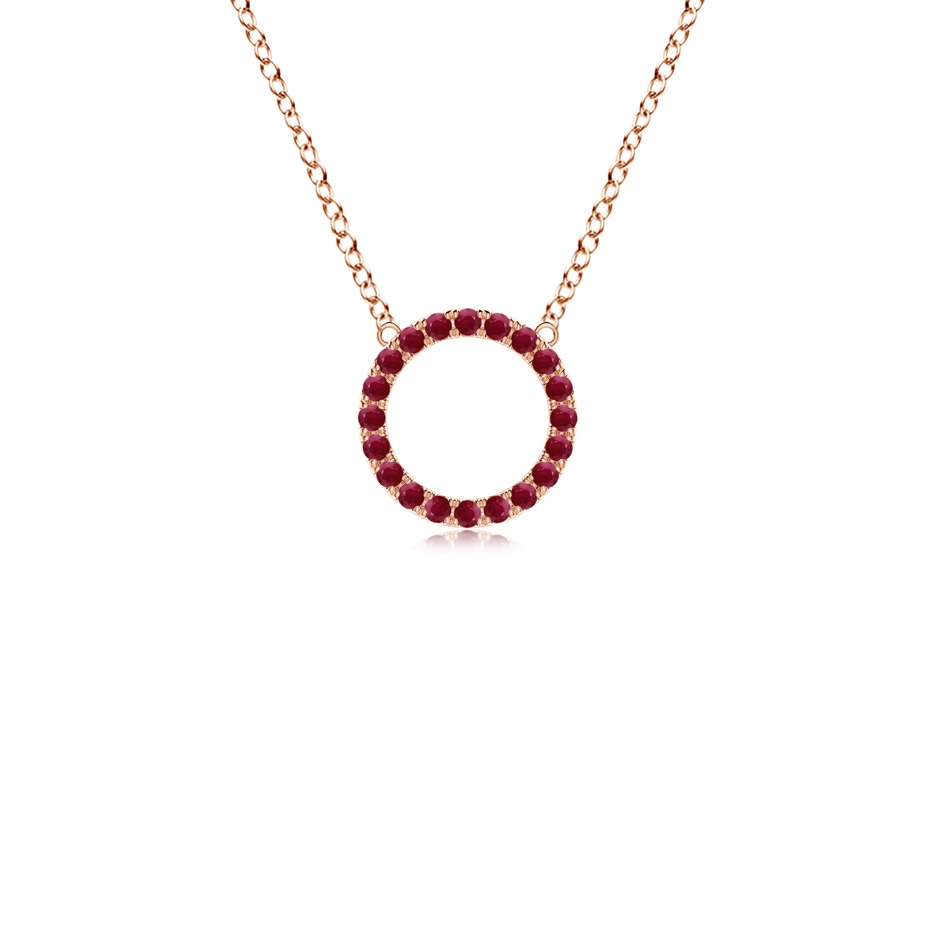 1.5mm A Ruby Open Circle Eternity Pendant in Rose Gold 