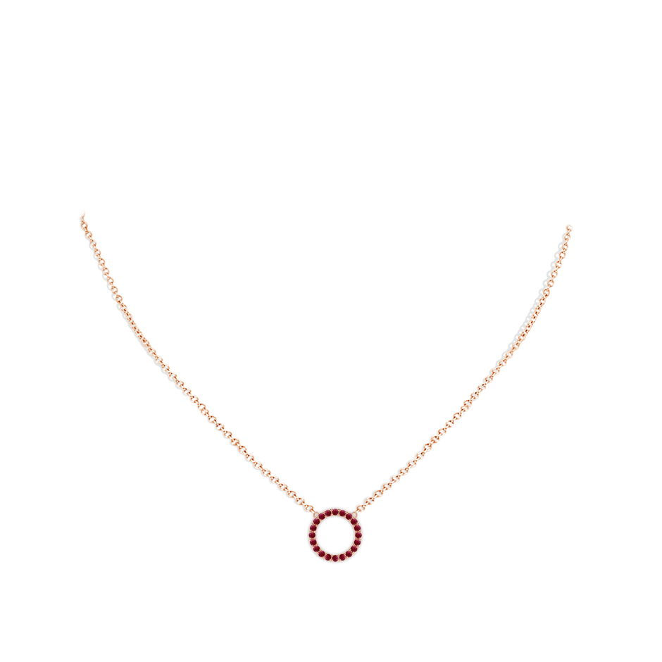 1.5mm A Ruby Open Circle Eternity Pendant in Rose Gold pen