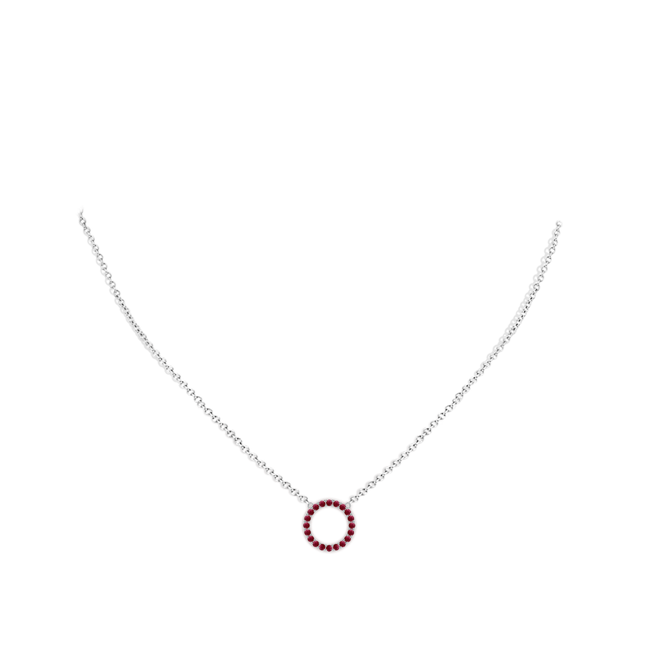 1.5mm A Ruby Open Circle Eternity Pendant in White Gold pen