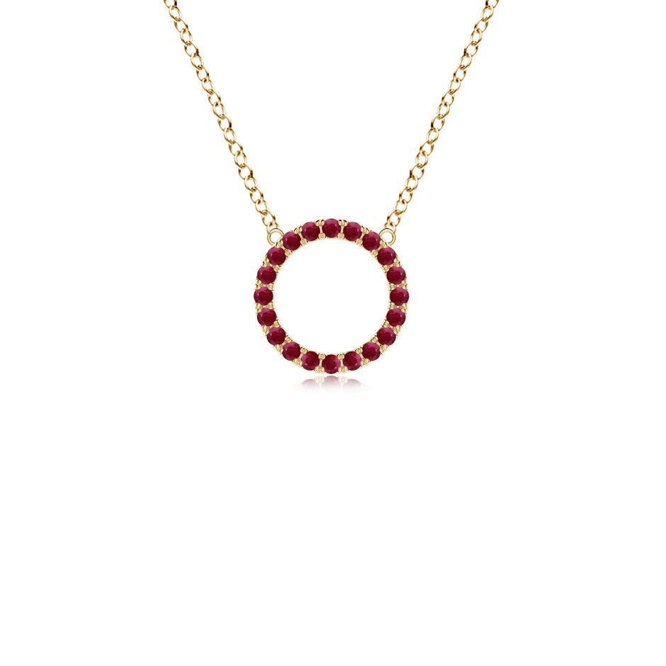 1.5mm A Ruby Open Circle Eternity Pendant in Yellow Gold 
