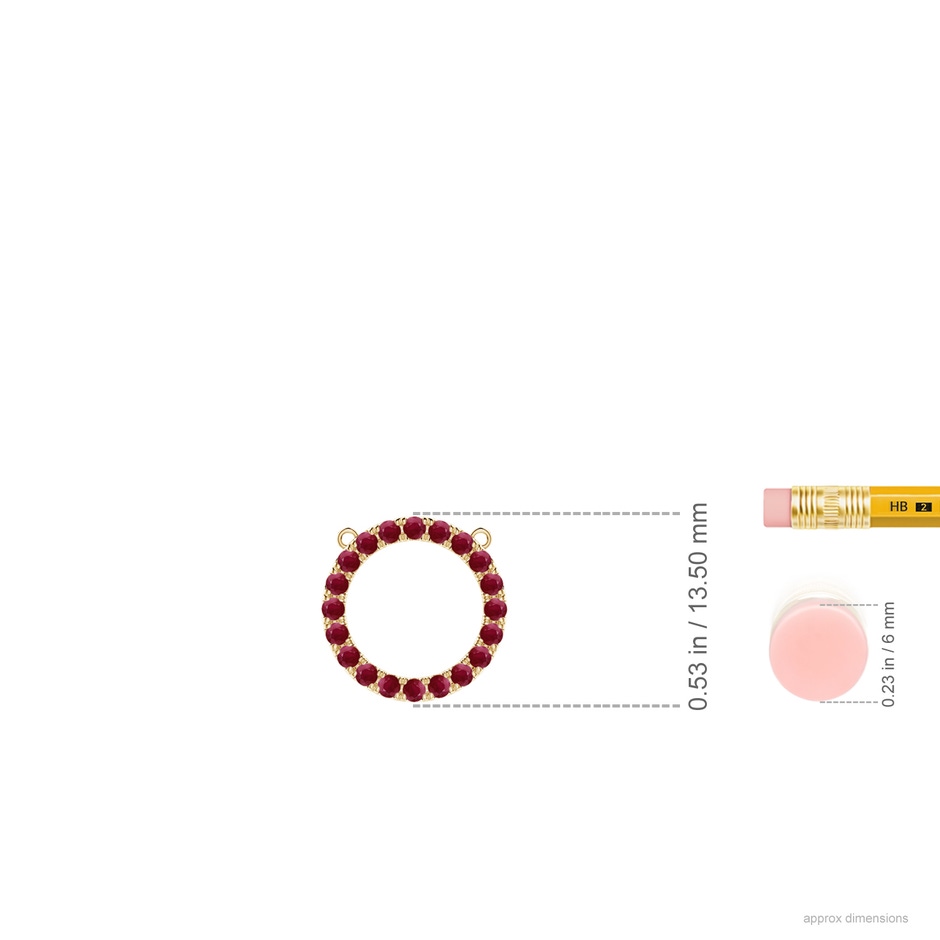 1.5mm A Ruby Open Circle Eternity Pendant in Yellow Gold ruler