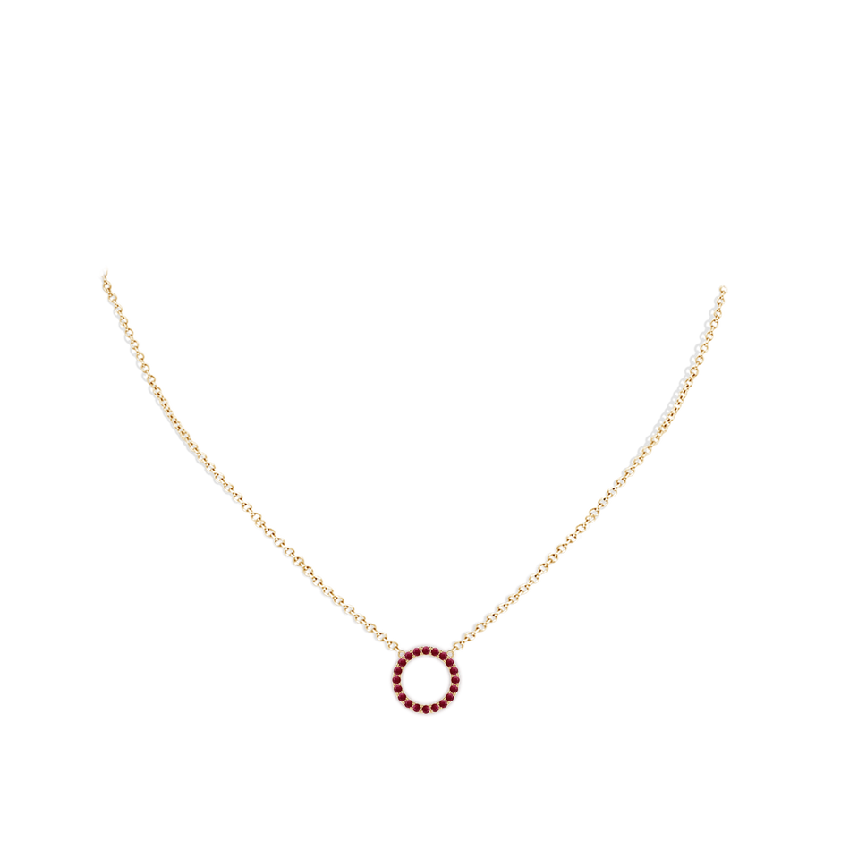 1.5mm A Ruby Open Circle Eternity Pendant in Yellow Gold pen