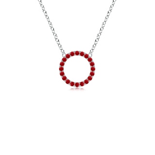 1.5mm AAA Ruby Open Circle Eternity Pendant in White Gold