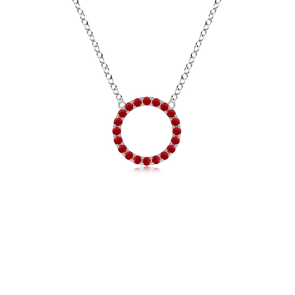 1.5mm AAA Ruby Open Circle Eternity Pendant in White Gold 