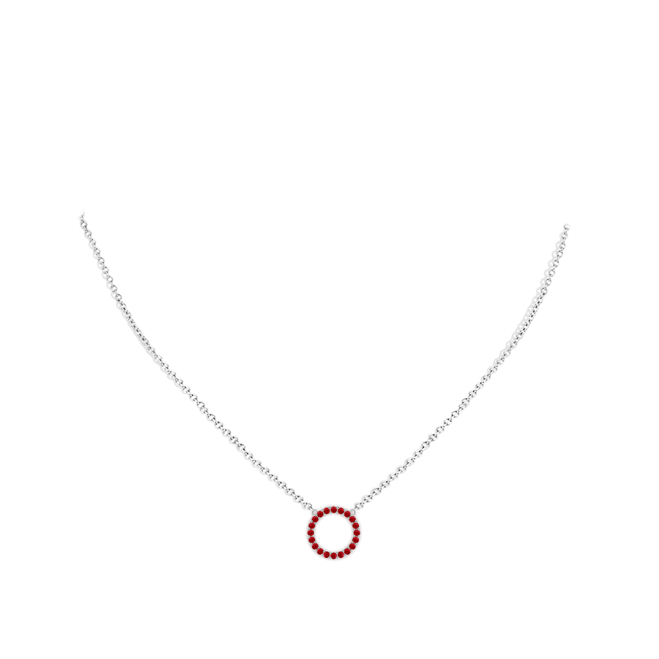 1.5mm AAA Ruby Open Circle Eternity Pendant in White Gold pen