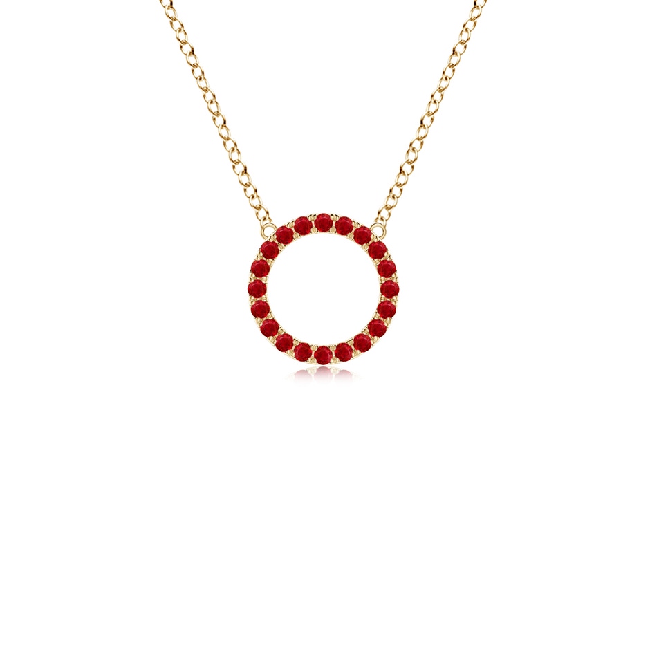 1.5mm AAA Ruby Open Circle Eternity Pendant in Yellow Gold 