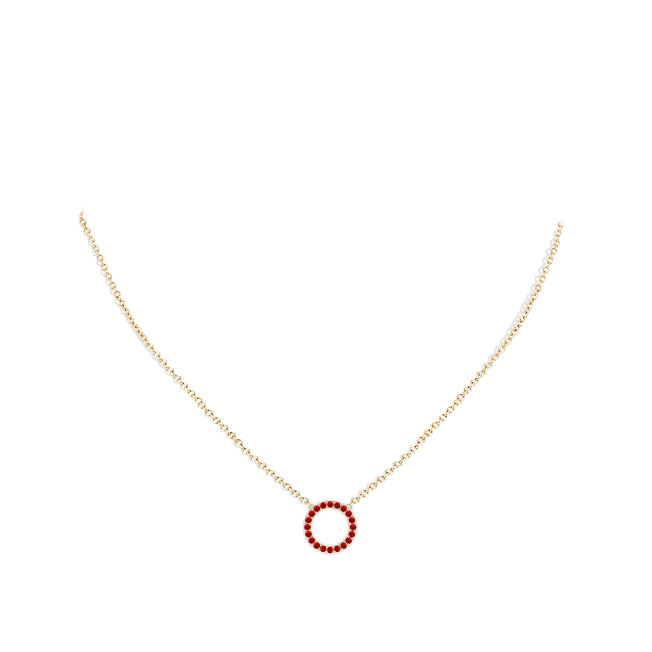 1.5mm AAA Ruby Open Circle Eternity Pendant in Yellow Gold pen