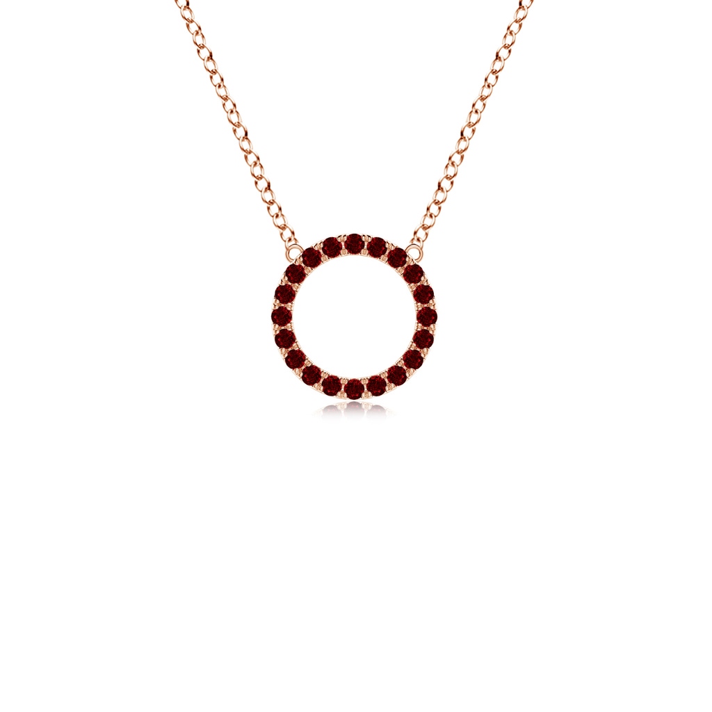 1.5mm AAAA Ruby Open Circle Eternity Pendant in Rose Gold