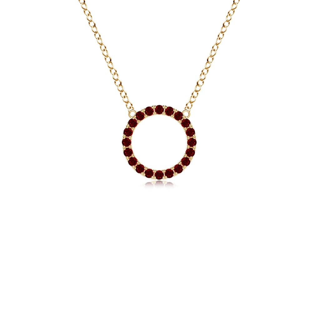 1.5mm AAAA Ruby Open Circle Eternity Pendant in Yellow Gold
