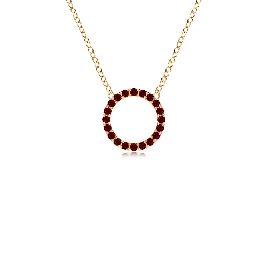 1.5mm AAAA Ruby Open Circle Eternity Pendant in Yellow Gold 