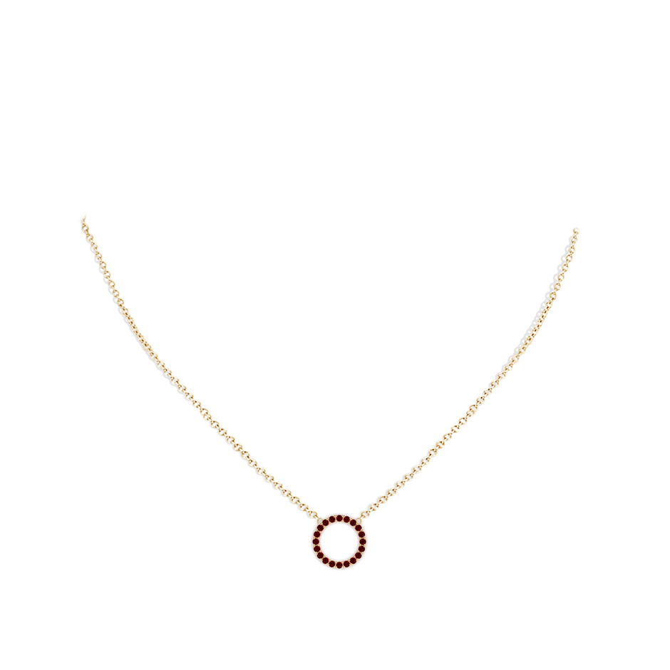 1.5mm AAAA Ruby Open Circle Eternity Pendant in Yellow Gold pen
