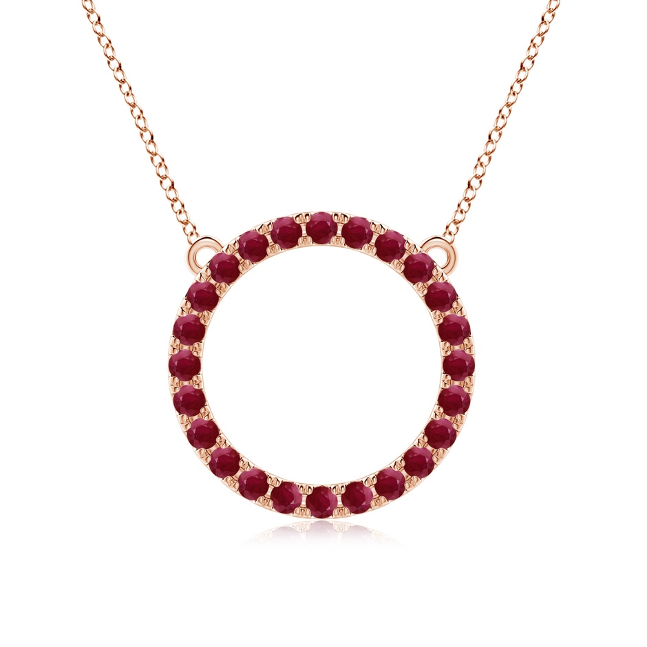 2.5mm A Ruby Open Circle Eternity Pendant in Rose Gold 