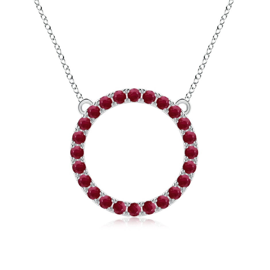 2.5mm A Ruby Open Circle Eternity Pendant in White Gold 